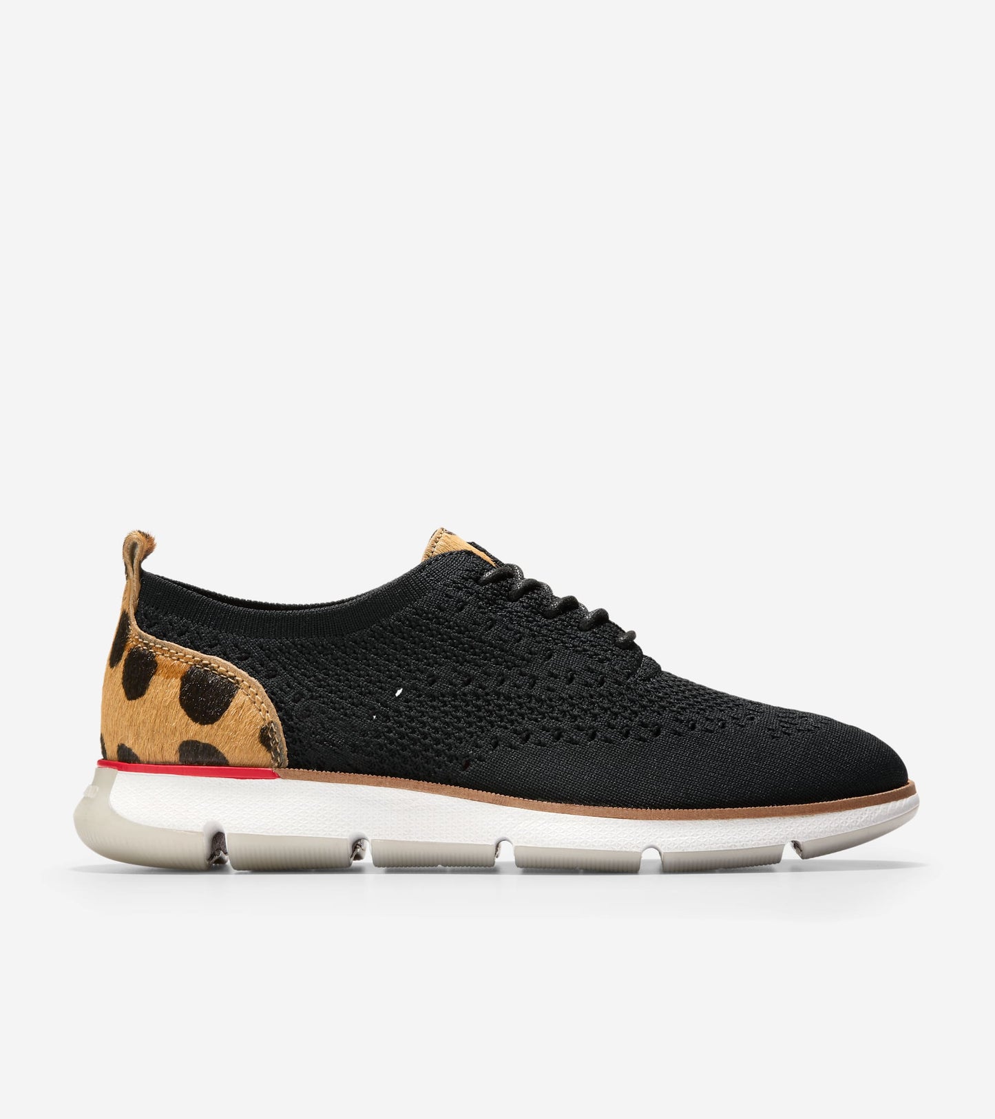 W21344:BLACK KNIT/ JAGUAR HAIR CALF PRINT/ ROGUE RED/ OPTIC WHITE