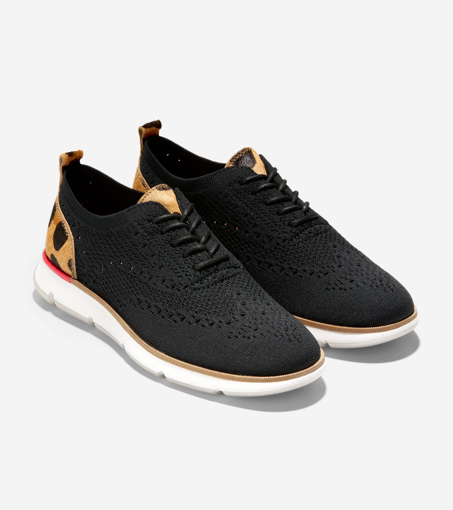 W21344:BLACK KNIT/ JAGUAR HAIR CALF PRINT/ ROGUE RED/ OPTIC WHITE