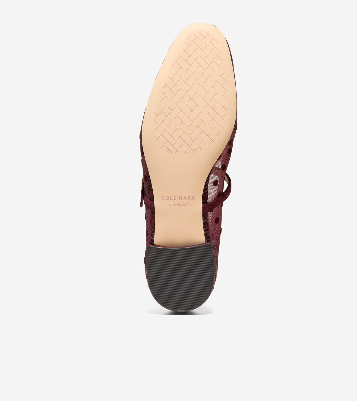 W38427:BURGUNDY POLKA DOT MESH / CH BLOODSTONE SUEDE