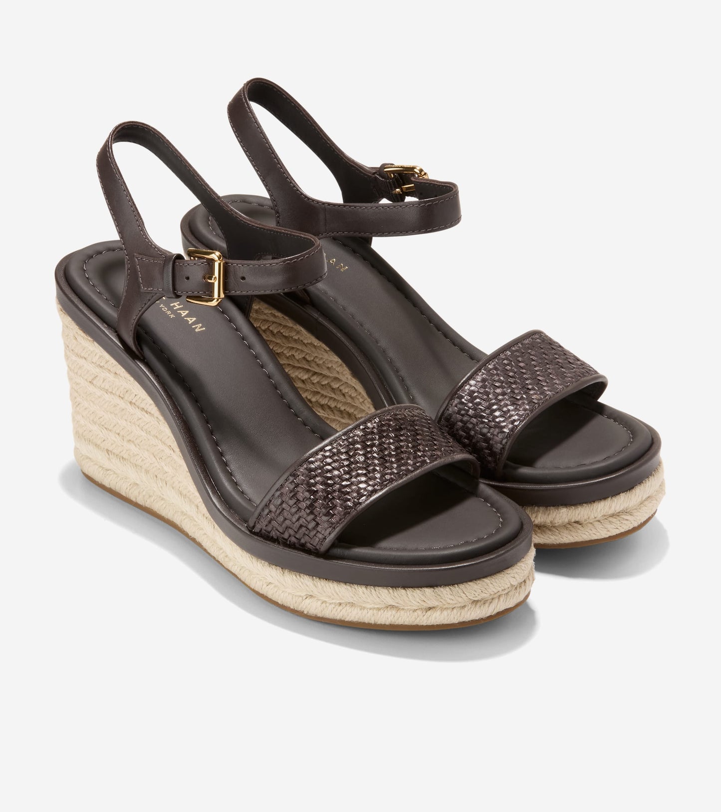 W37832:DK BROWN RAFFIA / CH DK CHOCOLATE LTHR
