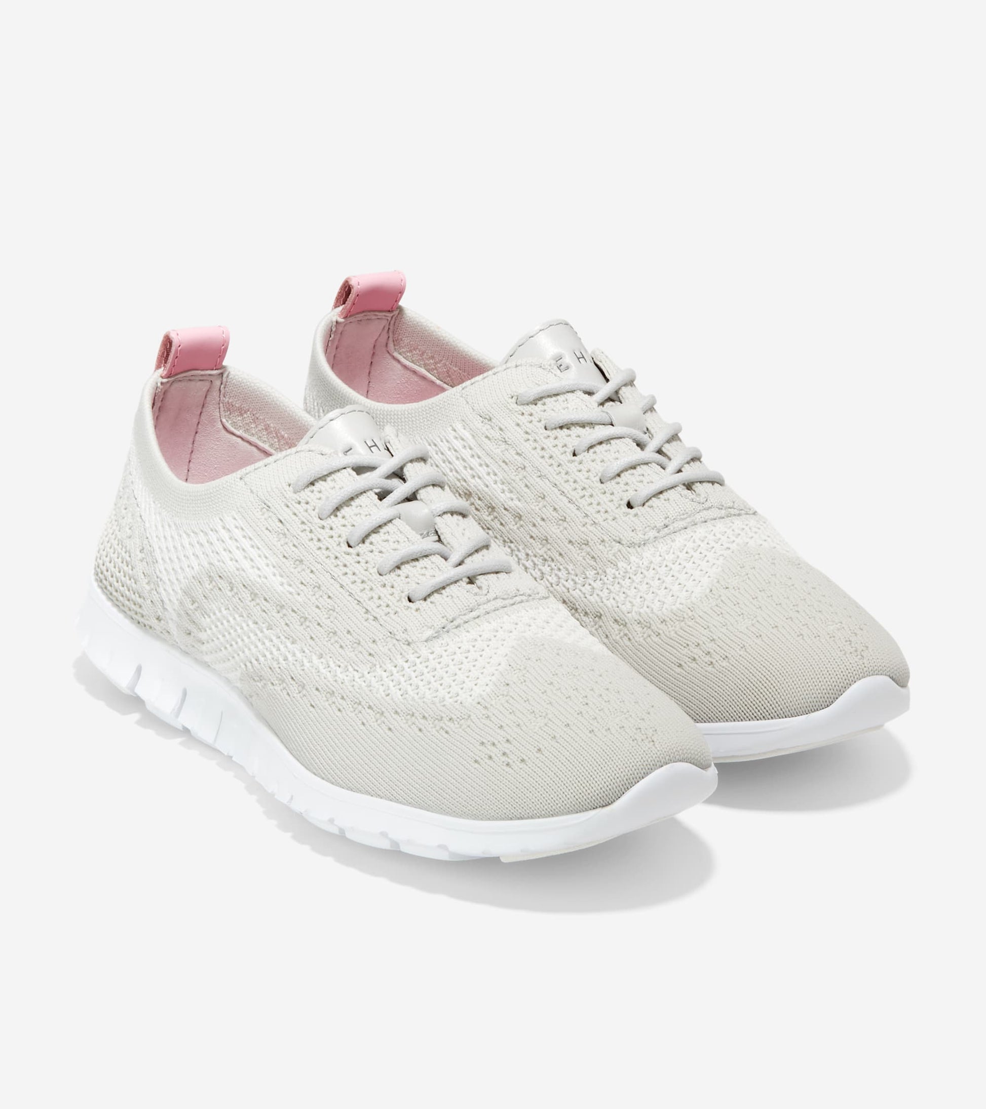 W24030:OYSTER MUSHROOM/WHITE KNIT / OYSTER MUSHROOM LEATHER / CH MEMPHIS PINK  HEEL STRIP & LININ