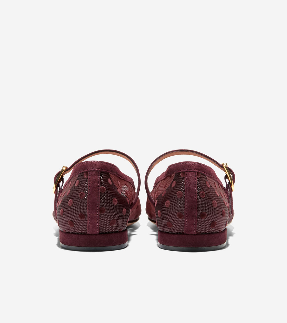 W38427:BURGUNDY POLKA DOT MESH / CH BLOODSTONE SUEDE