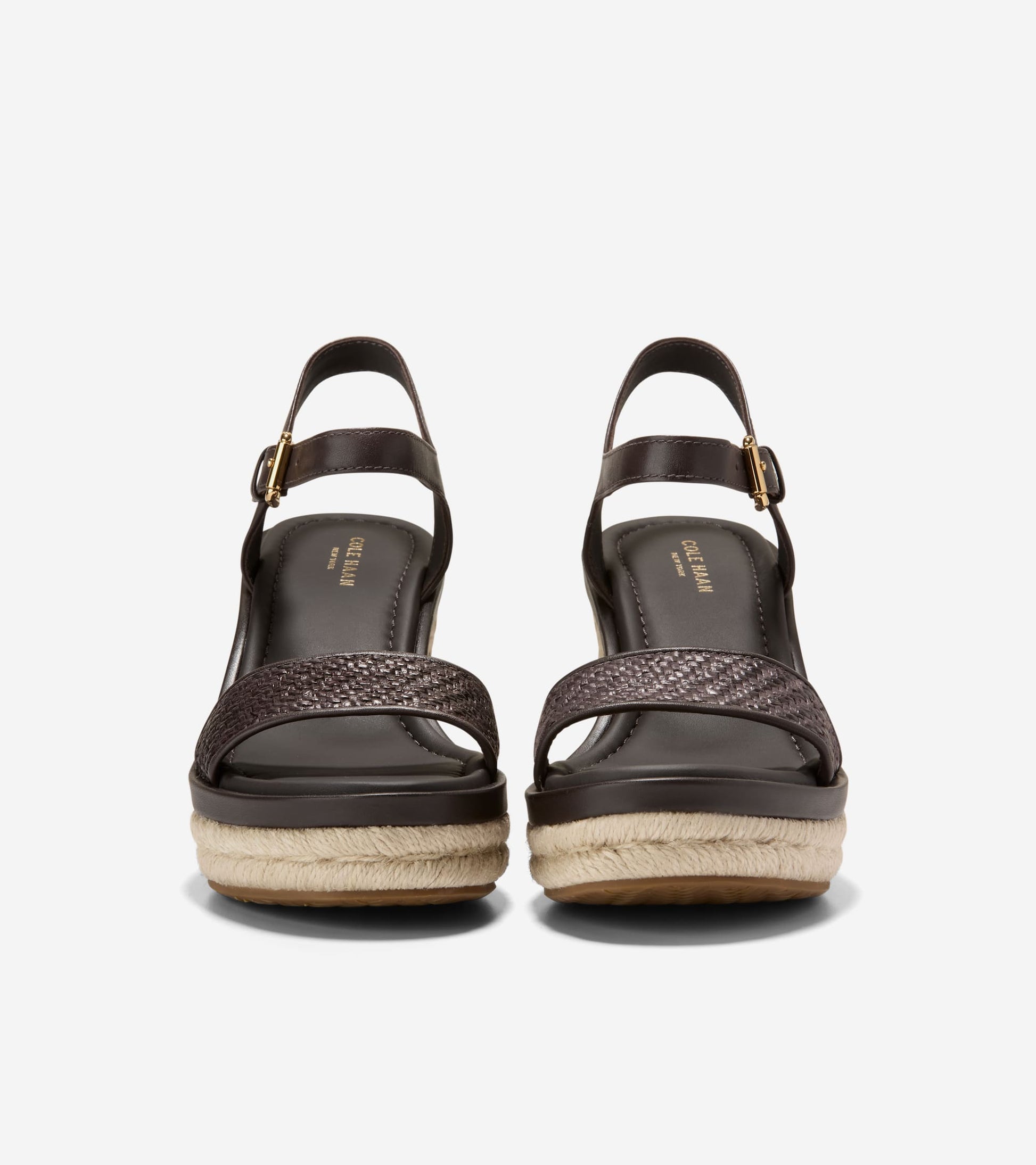 W37832:DK BROWN RAFFIA / CH DK CHOCOLATE LTHR