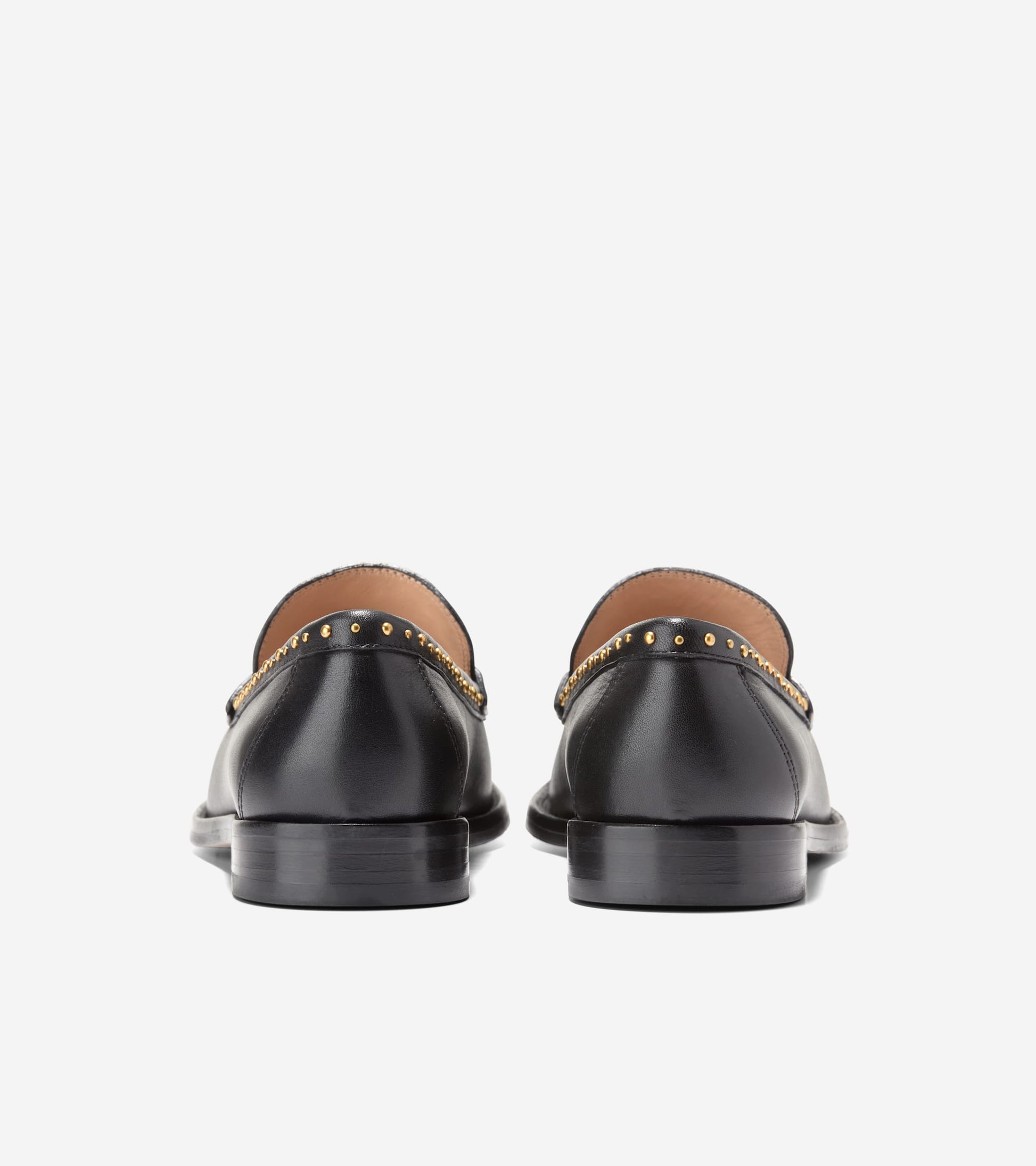 W34197:BLACK LEATHER/GOLD STUDS